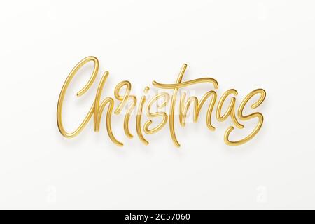 Realistic 3d inscription Merry Christmas isolated on. Golden shiny ...