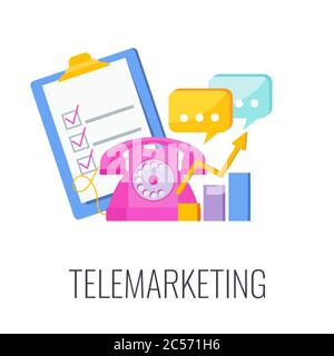 Telemarketing flat vector icon. Cold calling. Outbound marketing. Stock Vector