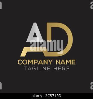 AD A D Creative Modern Black Letters Logo Design with Brush Swoosh ...