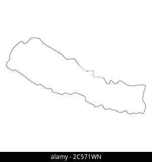 Nepal - solid black outline border map of country area. Simple flat ...