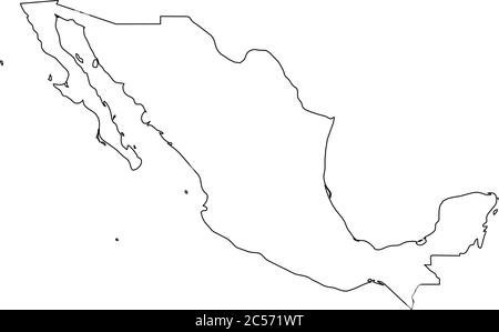 Mexico - solid black outline border map of country area. Simple flat vector illustration. Stock Vector