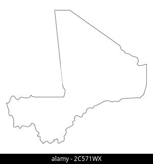 Mali - solid black outline border map of country area. Simple flat ...