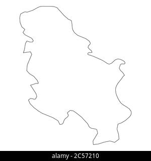 Serbia - solid black outline border map of country area. Simple flat ...