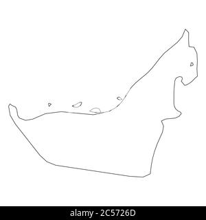 United Arab Emirates, UAE - solid black outline border map of country area. Simple flat vector illustration. Stock Vector