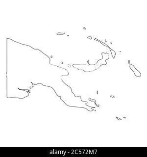 Papua New Guinea - solid black outline border map of country area. Simple flat vector illustration. Stock Vector