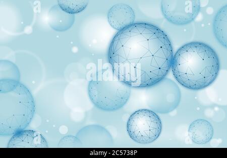 3D nanotechnology fullerene texture cyberspace. Nano fiber chemical modern material design. Atom molecule macro structure layer superconductor Stock Vector