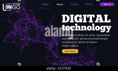 Colorful abstract landing page with plexus Stock Vector