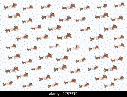 Illustration Santa Claus and sleigh pattern on white background Stock Photo