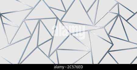 Abstract silver metallic join lines on white background. Geometric triangle gradient shape pattern. Luxury style. Vector illustration Stock Vector