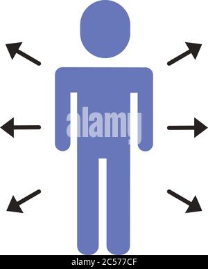 pictogram businessman with arrows around icon over white background ...