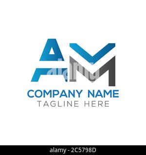 AM A M Creative Modern Black Letters Logo Design with Brush Swoosh ...