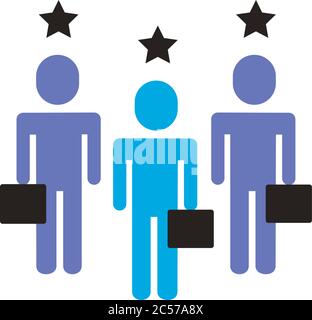 businessmen teamwork figures with stars flat style icon vector illustration design Stock Vector