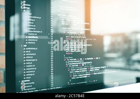 Code development web code technology program programming html screen script. Stock Photo