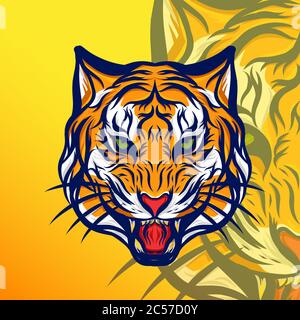 Aggressive angry tiger head vector design. Best illustration design for your element design. Vector illustration EPS.8 EPS.10 Stock Vector
