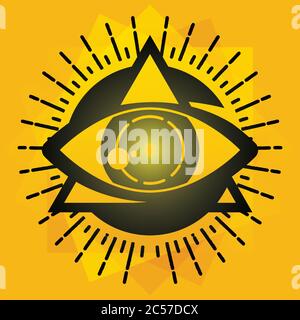 Freemason symbol in triangle with color black and yellow. Best illustration design for your element design. Vector illustration EPS.8 EPS.10 Stock Vector