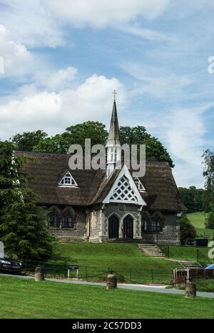 School house in the village of Ilam, Staffordshire, UK; built by Jesse Watts Russell in a Swiss style. Stock Photo