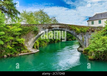 Bridge at the Notre-Dame de Bétharram sanctuary, France Stock Photo