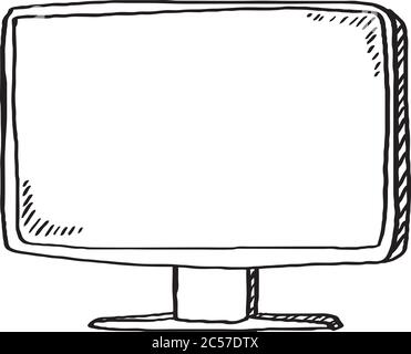 Black and white doodle of television set. Hand drawn doodle vector illustration. Stock Vector