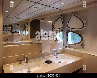 lavatory, Tourist steamer Helgoland - ferry Cuxhaven - Helgoland, Cuxhaven, Lower Saxony, Germany, Europe Stock Photo