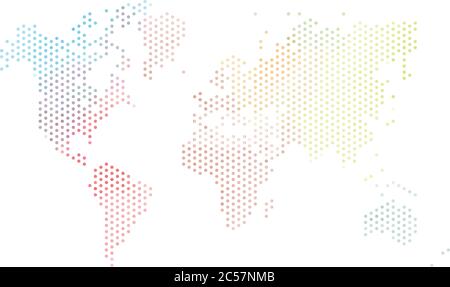 Dotted map of World. Colorful halftone design. Simple flat vector illustration. Stock Vector