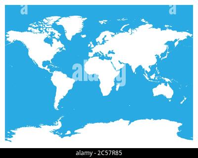 Map of World white vector silhouette. High detailed map on blue background. Stock Vector