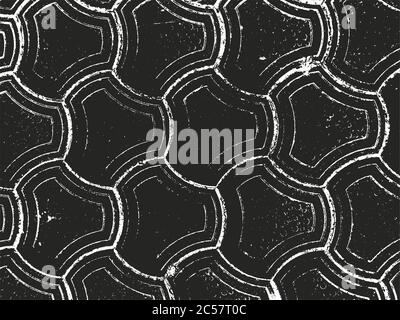 Distressed overlay texture of floor tiles. grunge background. abstract halftone vector illustration. Stock Vector