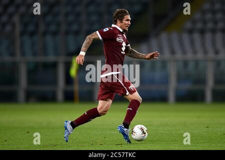 Santa Cristina Gherdeina, Italy. 24 July 2021. Lyanco Vojnovic of Torino FC  in action during the pre-season friendly football match between Torino FC  and SSV Brixen. Torino FC won 5-1 over SSV