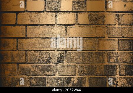 Distress old golden brick wall texture. Black and white grunge background. EPS8 vector illustration. Stock Vector