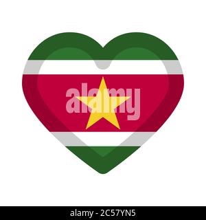 Suriname national flag in heart shape vector illustration Stock Vector