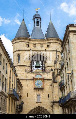 Grosse Closhe Bell tower gate in Bordeaux in a beautiful summer day, France Stock Photo