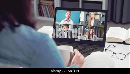 Woman doing online video call Stock Photo