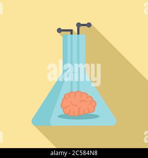 Ai flask brain icon. Flat illustration of ai flask brain vector icon for web design Stock Vector