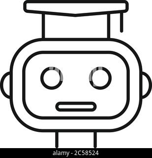 Graduated ai robot icon. Outline graduated ai robot vector icon for web design isolated on white background Stock Vector