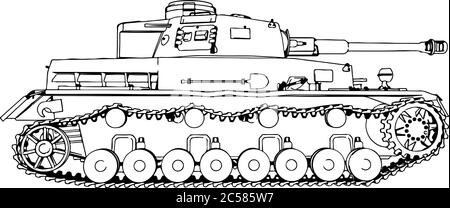 sketch of old military equipment tank vector Stock Vector