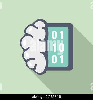 Data analysis brain icon. Flat illustration of data analysis brain vector icon for web design Stock Vector
