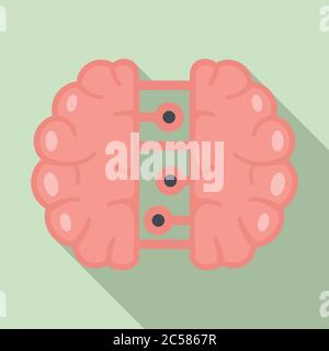 Future binary brain icon. Flat illustration of future binary brain vector icon for web design Stock Vector