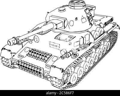 sketch of old military equipment tank vector Stock Vector