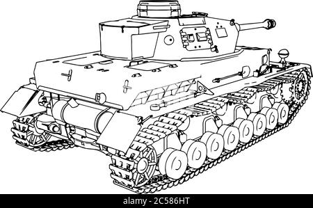 sketch of old military equipment tank vector Stock Vector