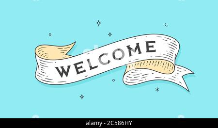 Welcome. Old school vintage ribbon Stock Vector
