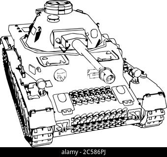 sketch of old military equipment tank vector Stock Vector