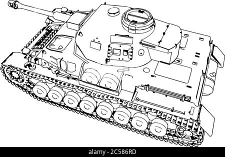 sketch of old military equipment tank vector Stock Vector