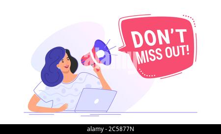 Do Not Miss Out Loudspeaker Banner To Remind Something For A Community Stock Vector Image Art Alamy