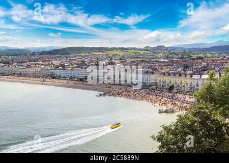 Panoramic view of beach in llandudno in Wales in a beautiful summer day, United Kingdom Stock Photo