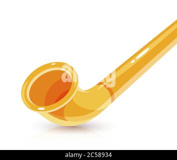Alphorn on white background. Vector Banner with large copy space for description of Music Event Festival or Store detail. Stock Vector