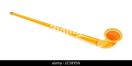 Alphorn vector illustration isolated on white. Folklore musical instrument Alpenhorn with copy space. Stock Vector