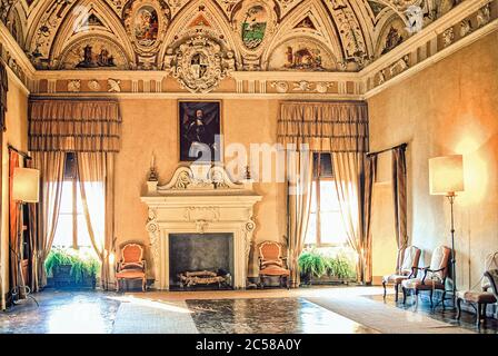 Italy Piedmont Manta di Saluzzo  - Castle  - Sala delle Grottesche Stock Photo