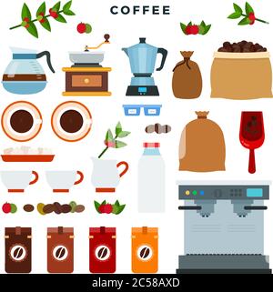 Coffee Shop Equipment Collection Icons Set Vector Stock Vector Image ...