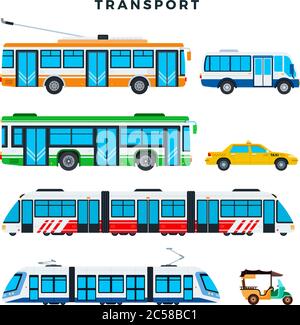 Vetor de Set of transportation means with names. Vector