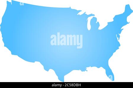 Blue radial gradient silhouette map of United States of America, aka USA. Vector illustration. Stock Vector