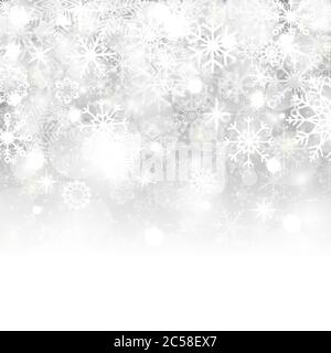 Christmas background with snowflakes, stars, snow and place for text. Vector Illustration. Stock Vector